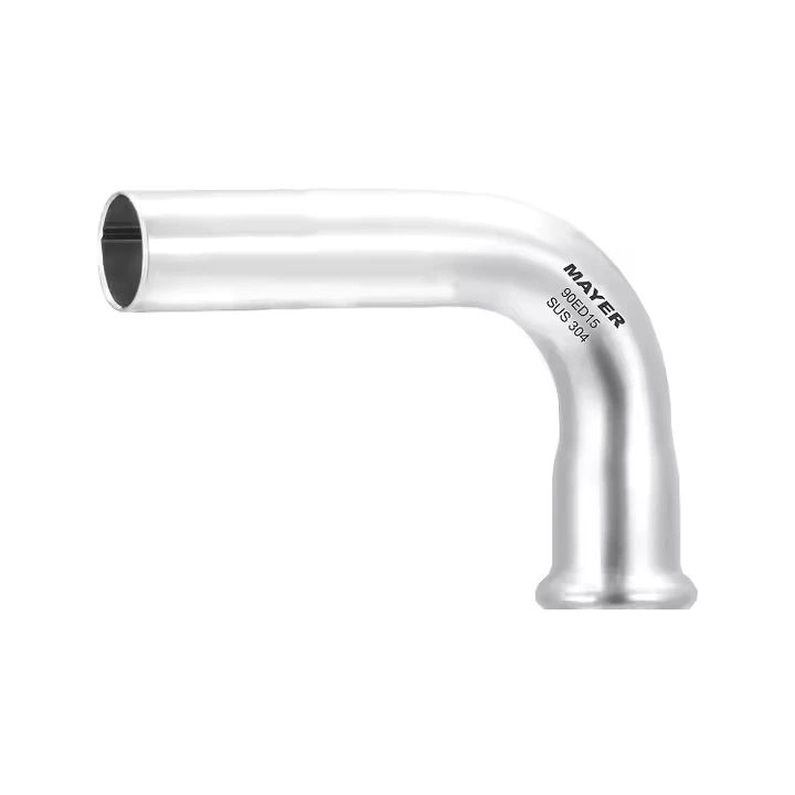 Stainless Steel Single Press Fit 90-Degree Elbow Plain End, SUS304/316L, for Food and Beverage Industry