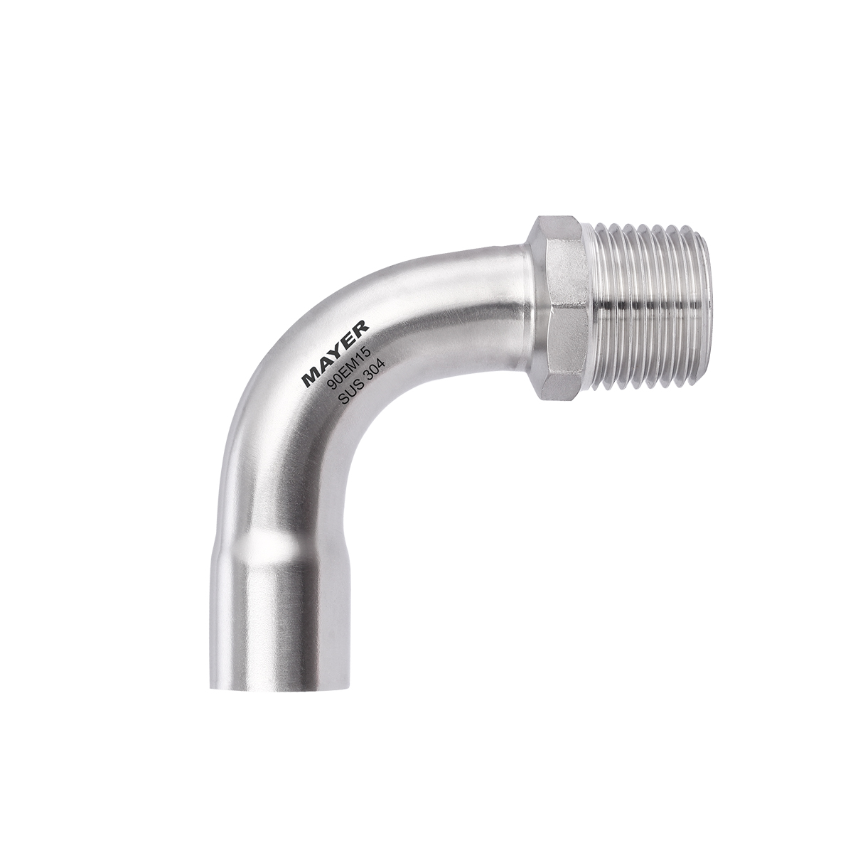 High Precision 304/316L SS Butt Weld 90° Male Elbow for Industrial Piping