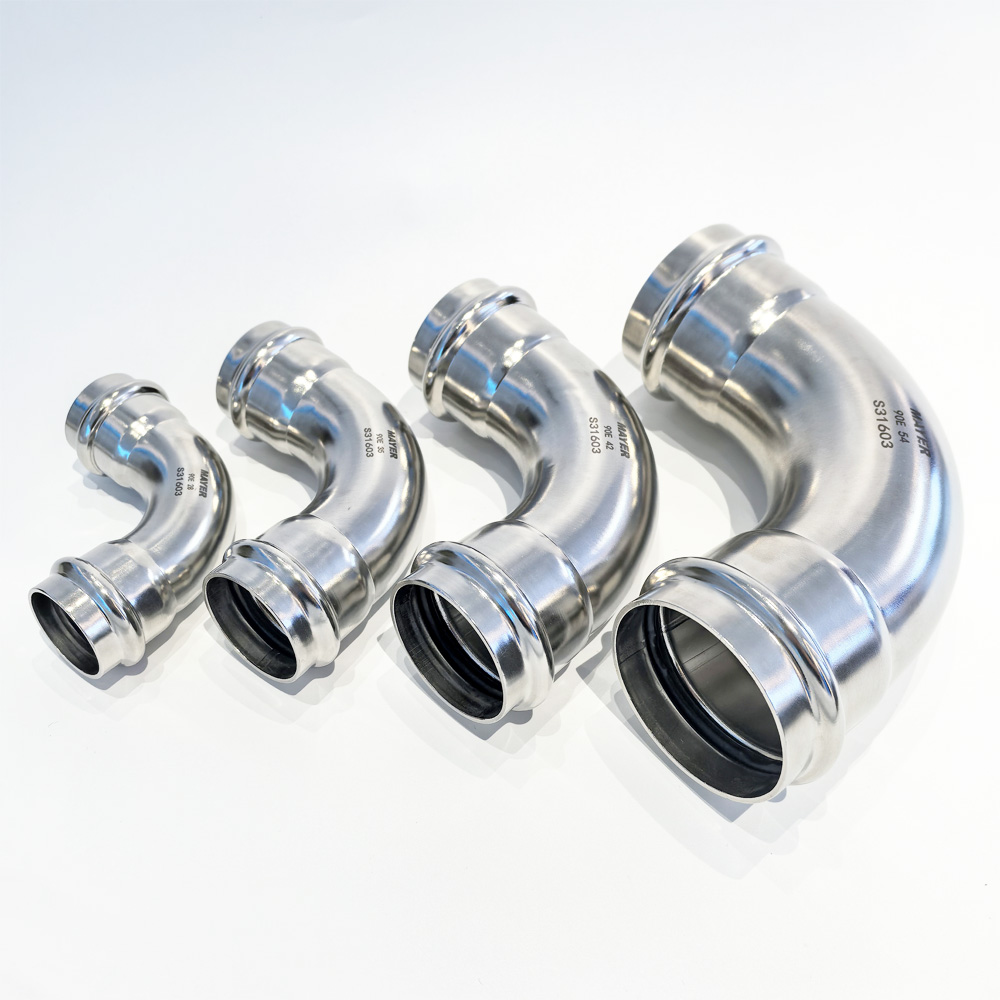 Corrosion Resistant 90 Degree Elbow Stainless Steel Press Fit Pipe Fittings Wholesale in China for Water Gas Supply
