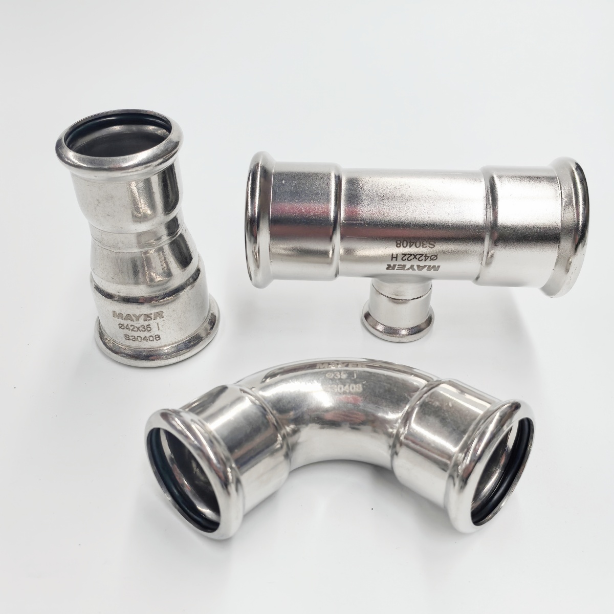 SS Pipe Fittings Manufacturer OEM/ODM Customize Sanitary Grade Stainless Steel Elbow Tee Fittings for HVAC