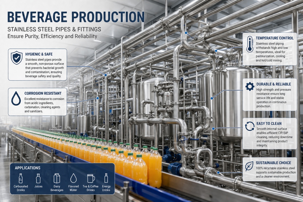 304/316L Stainless Steel Pipes and Fittings for the Food & Beverage Industry